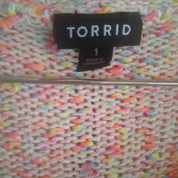 Torrid Marled Cotton Flamingo Pink Neon Pop Knit Sweater Size 1X - Picture 8 of 11